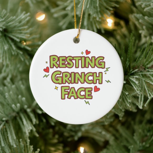 Funny 'Resting Grinch Face' Christmas Decor Julgransprydnad Keramik (Träd)