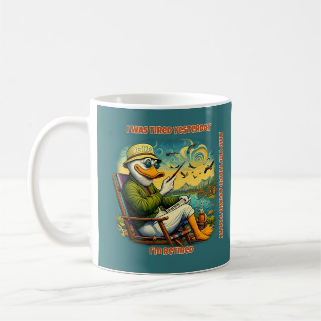 Funny Retired Duck Personalized Retirement Gift Kaffemugg (Vänster)