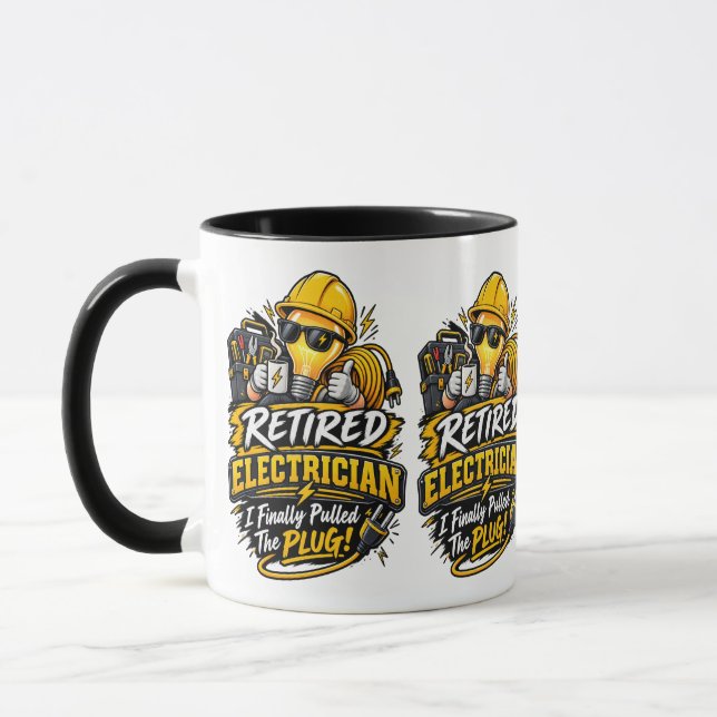 Funny Retired Electrician Mug Mugg (Vänster)