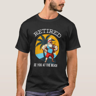 Funny Retired Gnome Retro Buff Gnome The Beach Dad T Shirt