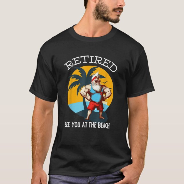 Funny Retired Gnome Retro Buff Gnome The Beach Dad T Shirt (Framsida)