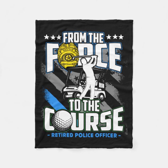 Funny Retired Lice Officer Golf Retirement Gift  Fleecefilt (Framsidan)