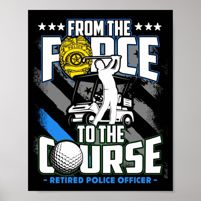Funny Retired Lice Officer Golf Retirement Gift  Poster (Framsidan)