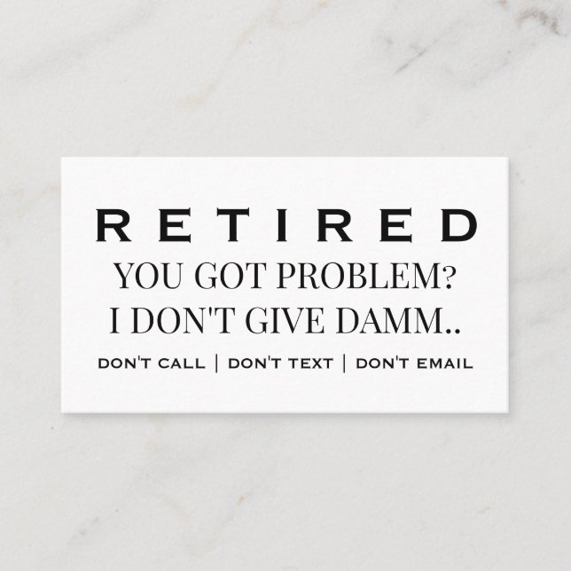 Funny Retired Profession Gag Retirement  Visitkort (Framsida)
