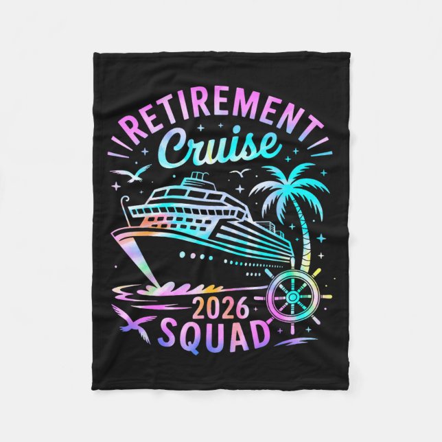 Funny Retirement Cruise 2026 Squad Tie Dye Retired Fleecefilt (Framsidan)