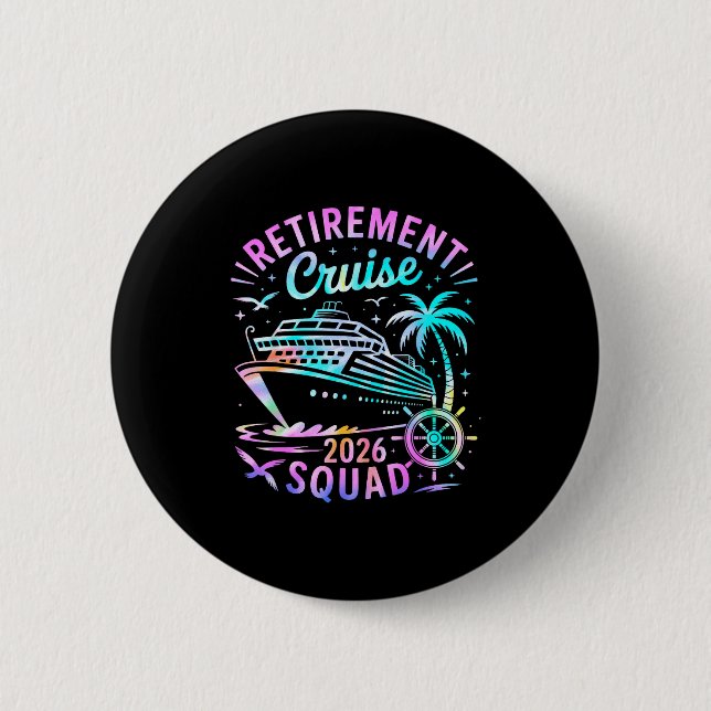 Funny Retirement Cruise 2026 Squad Tie Dye Retired Knapp (Framsida)