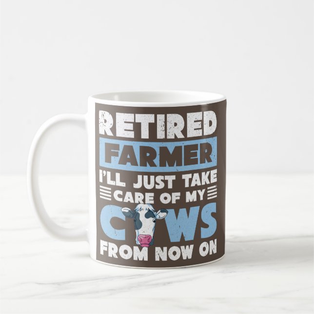 Funny Retirement Plan Cow Retired Farmer Farm Kaffemugg (Vänster)