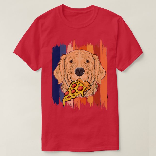 Funny Retriever Dog Face With Pizza Golden Retriev T Shirt (Design framsida)