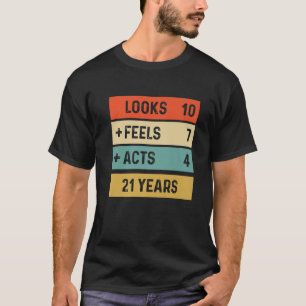 Funny Retro 21:a födelsedagen 21 år gammal född T Shirt