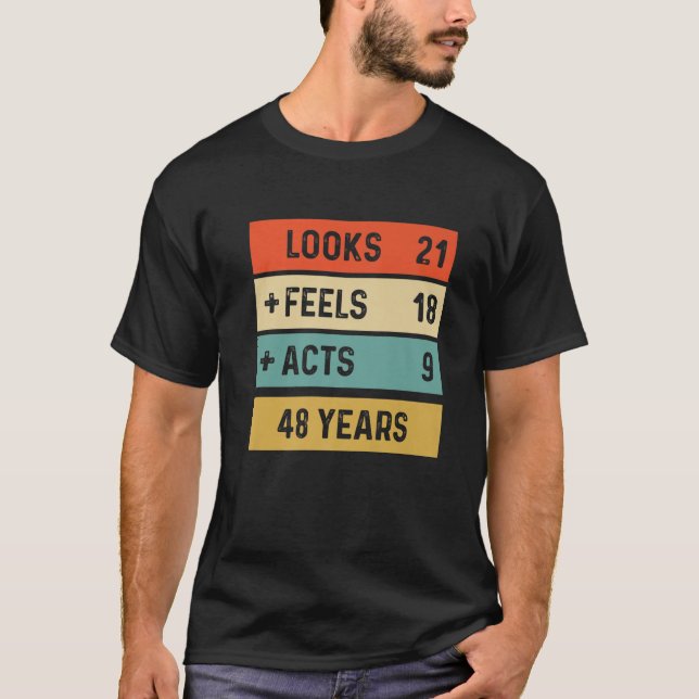 Funny Retro 48:e födelsedagen 48 år gammal född 19 T Shirt (Framsida)