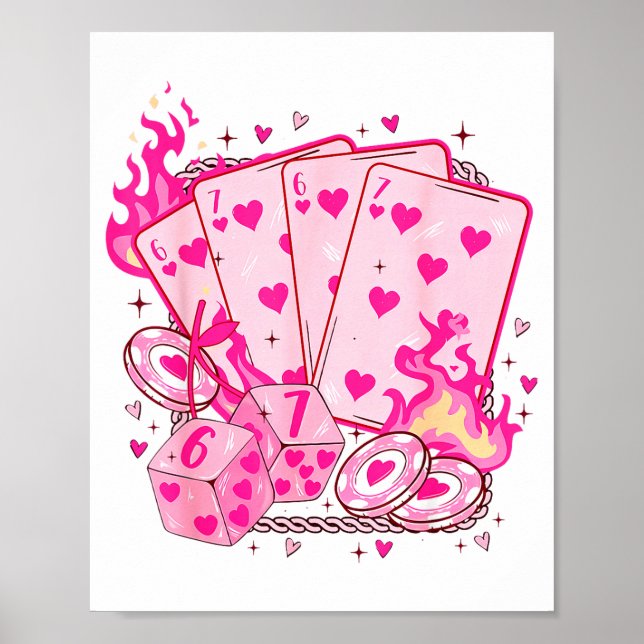 Funny Retro 6 7 Valentine Love Hearts Playing Card Poster (Framsidan)