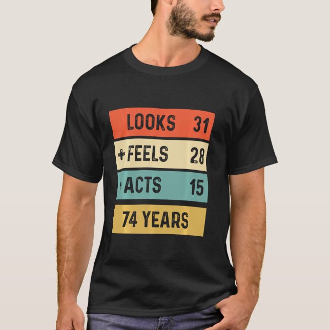 Funny Retro 74:e födelsedagen 74 år gammal född 19 T Shirt (Framsida)
