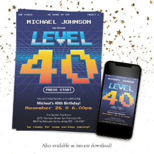 Funny Retro 80-tal 40:e födelsedagen Party Inbjudningar