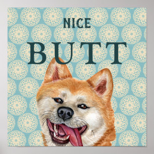 Funny Retro Akita Bathroom Tapet Joke Poster