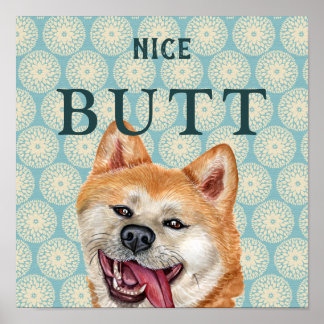 Funny Retro Akita Bathroom Tapet Joke Poster