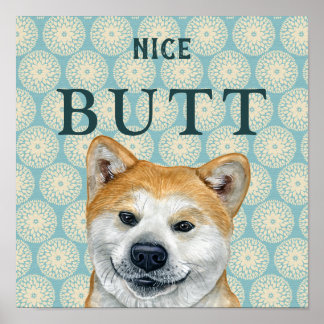 Funny Retro Akita Bathroom Tapet Joke Poster