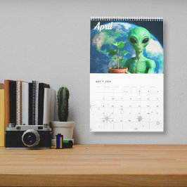 Funny Retro Alien Calendar - Utomjordingar bland o Kalender