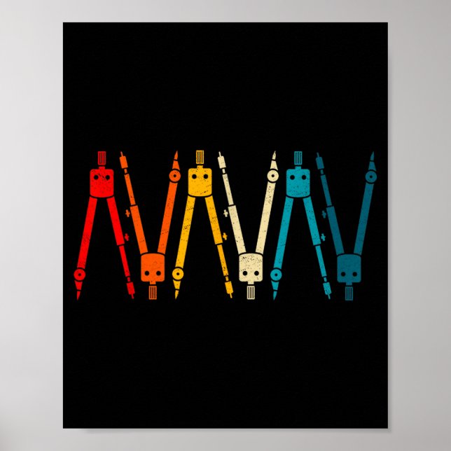 Funny Retro Architect Comp Rainbow Design  Poster (Framsidan)