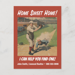 Funny Retro Baseball Realtor Marknadsföring Vykort