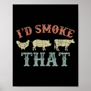 Funny Retro Bbq Party Smoker Chef Pappa Gift I'd S Poster