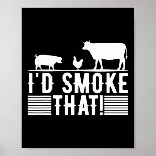 Funny Retro Bbq Party Smoker Chef Pappa Gift I'd S Poster