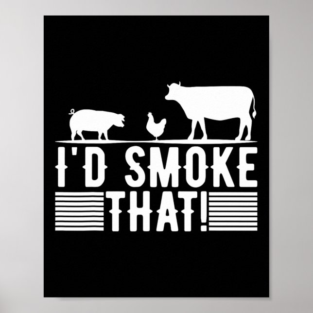 Funny Retro Bbq Party Smoker Chef Pappa Gift I'd S Poster (Framsidan)