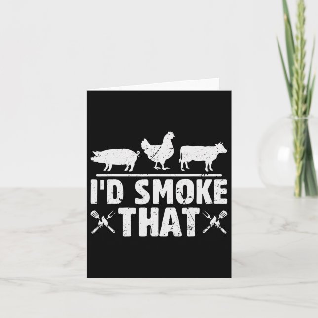Funny Retro Bbq Party Smoker Chef Pappa I d Smoke  Kort (Framsida)