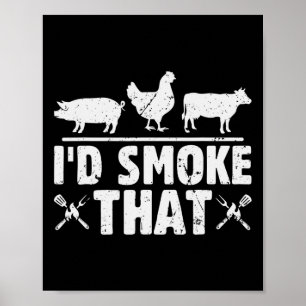 Funny Retro Bbq Party Smoker Chef Pappa I d Smoke Poster