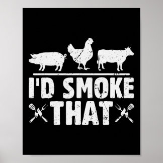Funny Retro Bbq Party Smoker Chef Pappa I d Smoke  Poster
