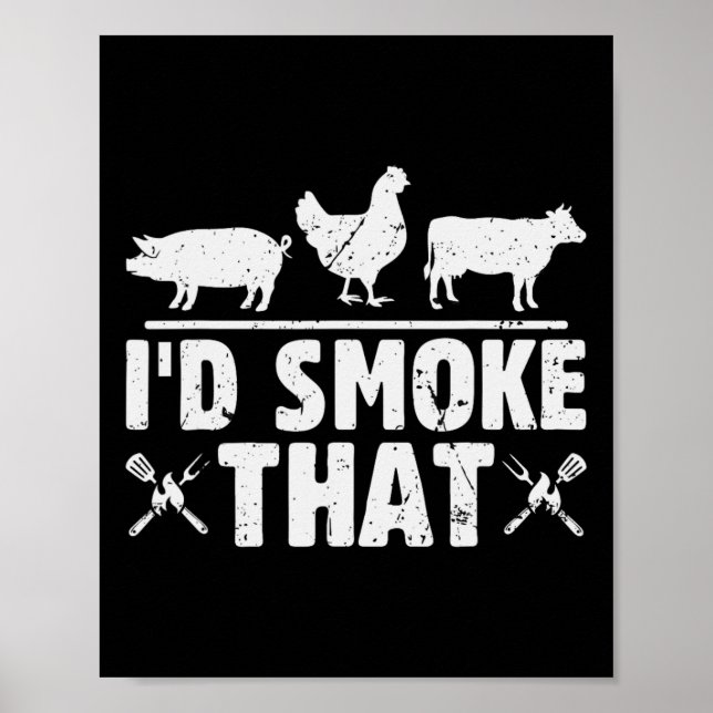 Funny Retro Bbq Party Smoker Chef Pappa I d Smoke  Poster (Framsidan)