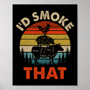 Funny Retro Bbq Party Smoker Chef Pappa I d Smoke Poster
