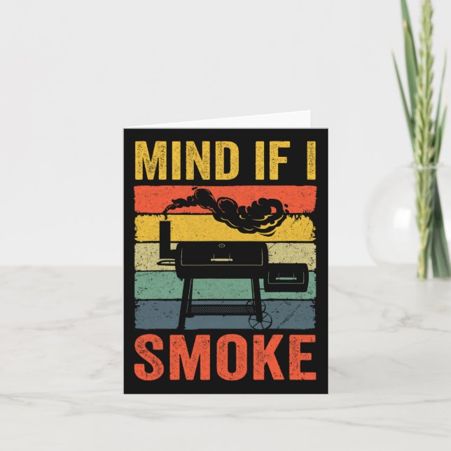 Funny Retro Bbq Party Smoker Chef Pappa Mind om ja Kort (Framsida)