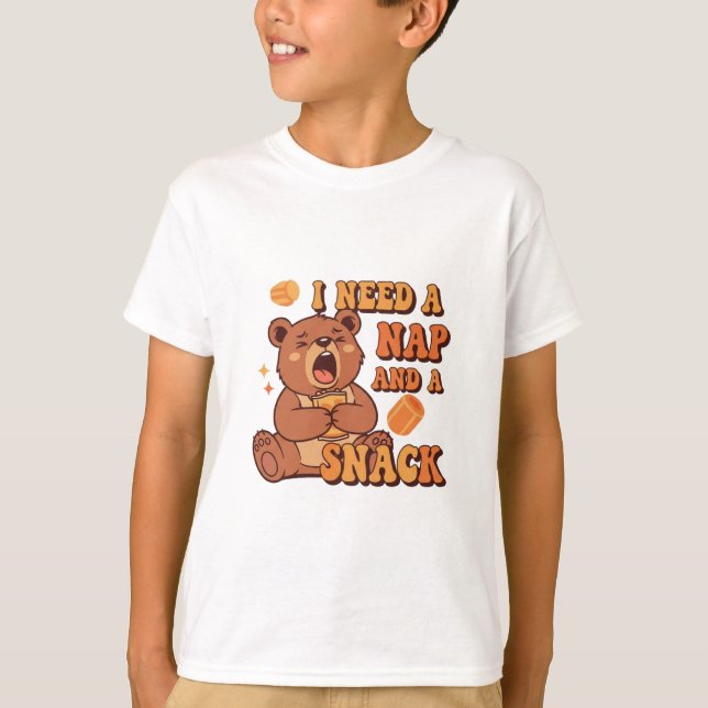 Funny Retro Bear Nap Time Kids T-Shirt (Framsida)