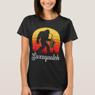 Funny Retro Bigfoot Silhouette Sol Saxophone Bigfo T Shirt