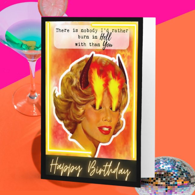 Funny Retro Birthday Card Best Friend-Sassy - Burn Kort (Skapare uppladdad)