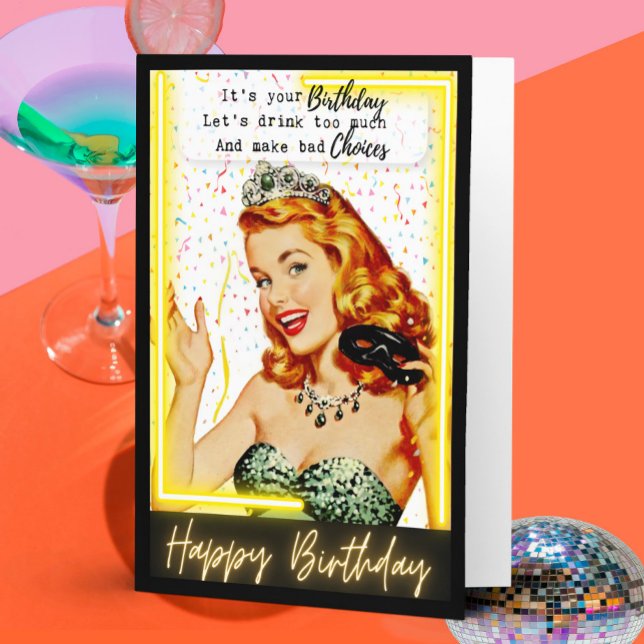 Funny Retro Birthday Card Best Friend-Sassy-Choice Kort (Skapare uppladdad)