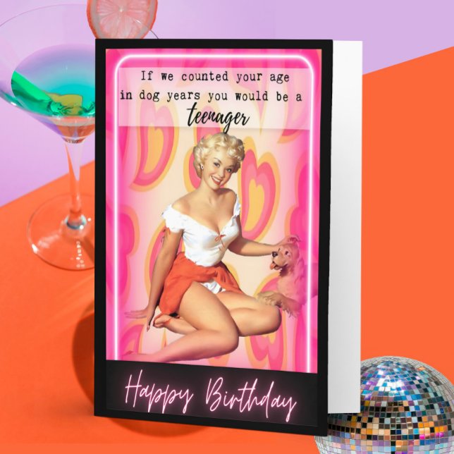 Funny Retro Birthday Card Best Friend-Sassy-Dog Kort (Skapare uppladdad)