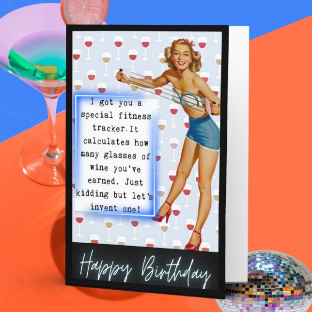 Funny Retro Birthday Card Best Friend-Sassy-Fitnes Kort (Skapare uppladdad)