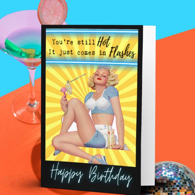 Funny Retro Birthday Card Best Friend-Sassy-Flash Kort (Skapare uppladdad)