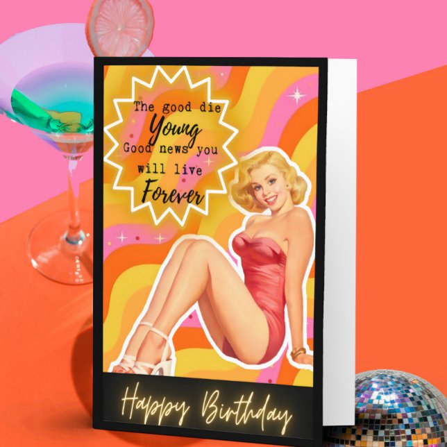 Funny Retro Birthday Card Best Friend-Sassy-Foreve Kort (Skapare uppladdad)