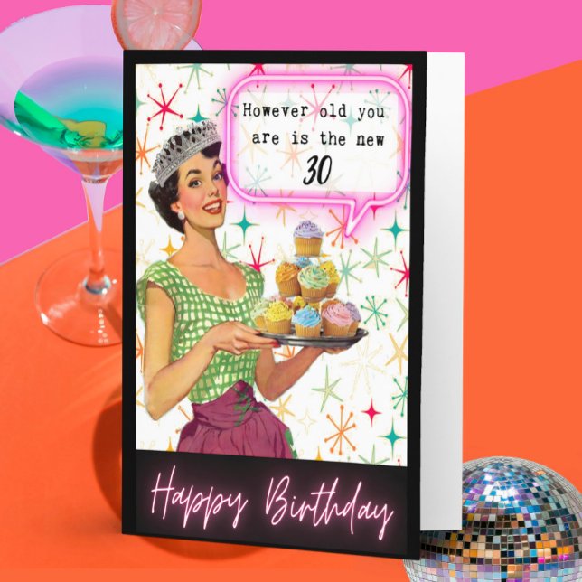 Funny Retro Birthday Card Best Friend-Sassy-New30 Kort (Skapare uppladdad)