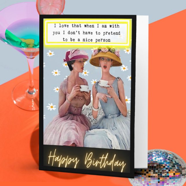 Funny Retro Birthday Card Best Friend-Sassy-Nice Kort (Skapare uppladdad)