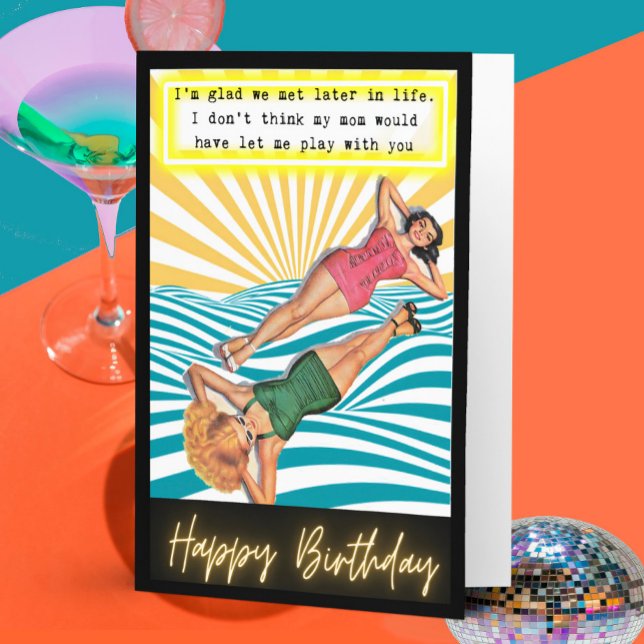 Funny Retro Birthday Card Best Friend-Sassy-Play Kort (Skapare uppladdad)