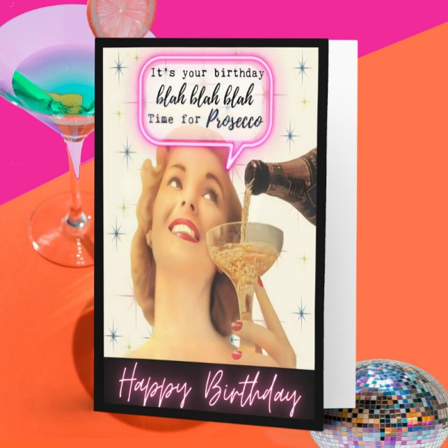 Funny Retro Birthday Card Best Friend-Sassy-Prosec Kort (Skapare uppladdad)