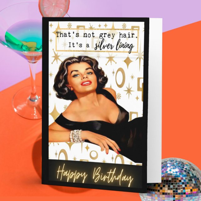 Funny Retro Birthday Card Best Friend-Sassy-Silver Kort (Skapare uppladdad)