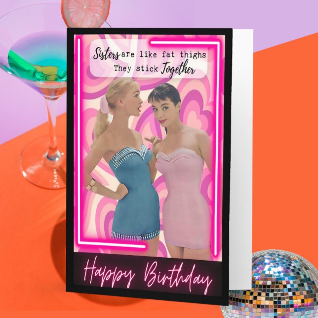 Funny Retro Birthday Card Best Friend-Sassy-Sister Kort (Skapare uppladdad)