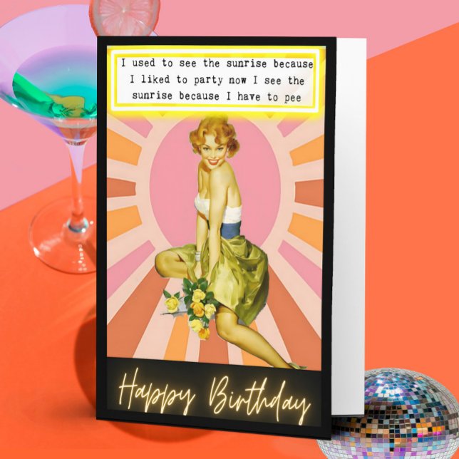 Funny Retro Birthday Card Best Friend-Sassy-Sun Kort (Skapare uppladdad)