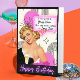 Funny Retro Birthday Card Best Friend -Sassy Young Kort