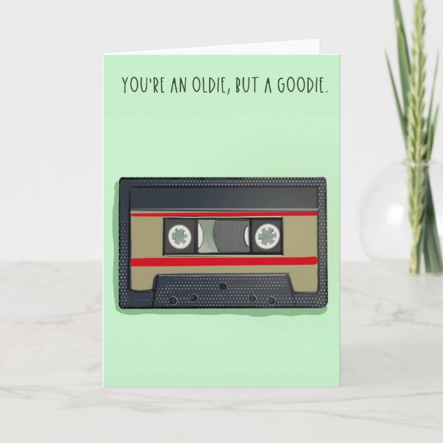 Funny retro birthday card cassette tape tack kort (Framsida)