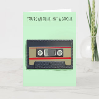 Funny retro birthday card cassette tape tack kort